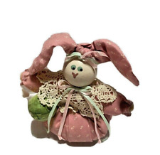 Vintage Easter Bunny Rabbit Porcelain Head Cloth Rag Doll Handmade Decor picture