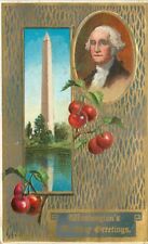 1911 Washington Birthday greeting Postcard Cherry 12560 picture