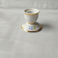Hollohaza Hungary Porcelain Candle Holder Dantiy Blue Flowers Gold Trim Gilt  picture