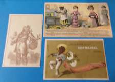 3 ANTIQUE VICTORIAN TRADE CARDS ADVERTISING AMERICANA picture