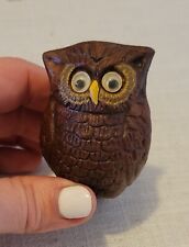 Vintage Japan Folk Art Redware Pottery Ceramic Owl Whistle With ¨Googly¨ Eyes picture