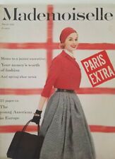 1956 Mademoiselle Fashion Magazine front cover only Paris extra vintage clothing picture