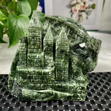 880g Natural Seraphinite Quartz Hand Carved Dragon Castle Skull Crystal Reiki picture