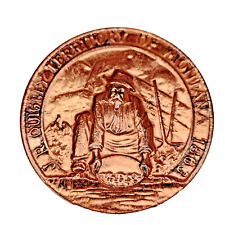 1968 Montana Territory Frontier Town Bronze 30mm Token- Medal in capsule-Vintage picture