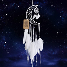 Dream Catcher New Moon Design Handmade White Feather Wall Hanging Home Decoratio picture