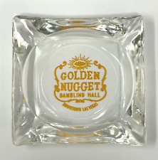 Vintage 1960s Golden Nugget Gambling Hall Casino Las Vegas Sqaure Glass Ashtray picture