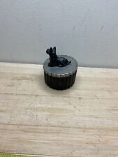 Vintage scottish terrier Mounted On Metal Trinket Jewelry Box S36 picture