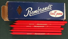 6 Rembrandt #21 Ball Pens + Box NOS Medium Writing Art Vtg Ballpoint Antique Red picture
