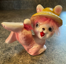 Retro Big Eyes Vintage Cute Naughty Pink Bunny With Furs Ceramic —- JAPAN picture