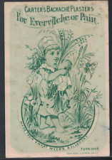CARTERS BACKACHE PLASTERS Victorian Trade Card, 1880s-90s Belladonna Smart Weed picture