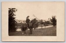 Troy NH RPPC Handsome Man On Horseback c1910 To Winchendon MA Postcard Y27 picture