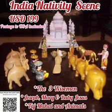 Indian Nativity Set with  the 3 Wisemen, Joseph,Mary , Baby Jesus and Taj Mahal picture