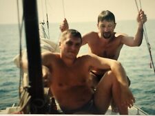 2000s Vintage Photo Handsome Affectionate Guys Trunks Bulge Boat Sea Gay int picture