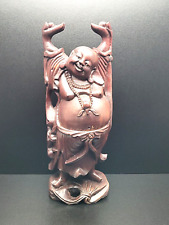 VTG Wooden Laughing Happy Buddha Carved Figurine Ornament picture
