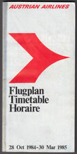 Austrian Airlines Flugplan Timetable Horaire 10/28 1984-3/30 1985 picture