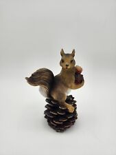 VINTAGE MCM SQUIRREL FIGURINE Sitting on PINE CONE Holding an Acorn and Berry picture