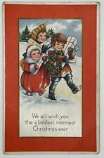 1907-1915 Children in Snow W/ Presents Christmas Postcard Whitney picture
