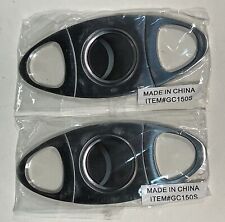 (2 Pack)Cigar Cutter Pocket Double Blade Punch Scissors Knife(BRAND NEW) Silver picture