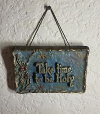A.E. Mitchell Plaque Hymn Scripture Take Time To Be Holy 1928 Floral Metal Plaqu picture