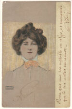 Pre-1906 Raphael Kirchner Young woman used signed postcard picture