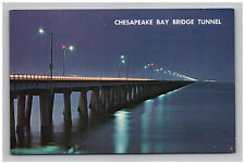 Postcard 1969 VA Chesapeake Bay Bridge Tunnel Night Scenic View Virginia    picture
