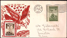 1944 World War 2 B.CZUBAY Illustrated Envelope Win the War Split the Pacific RED picture
