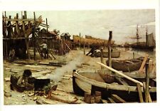 Vintage Postcard 4x6- The Boatyard painting by Jean Charles Cazin picture