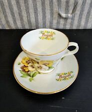 Crown Trent Staffordshire England Month of August Tea Cup & Saucer, Bone China picture