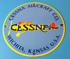 Vintage Cessna Aircraft Sign - Aviation Gas Pump Airplane Hangar Porcelain Sign picture
