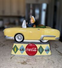 Vintage 2000 Lady In Yellow Convertible COCA COLA Drive Refreshed Cookie Jar picture