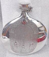 6oz Sheffield Pewter Sporran flask embossed  fitted with a captive top  picture