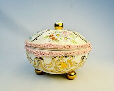 Vintage Irish Dresden Porcelain Lace Dresser Trinket Bowl Hand Painted picture