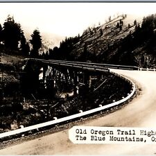 c1940s Ore. Old Oregon Trail RPPC Unknown Steel Bridge Blue Mountains Photo A211 picture