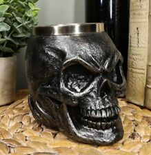 Ebros Dark Silver Immortal Skull Coffee Mug Demon Beer Stein Tankard 14oz picture