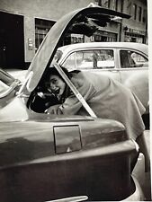 XC Photograph Cute Pretty Lovely Woman Reaching Into Trunk Of Old Car 1951 picture