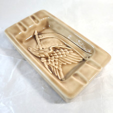 Vintage Patriotic Ceramic Holland Mold Eagle  Brown Ashtray Catch All Dish- 1976 picture