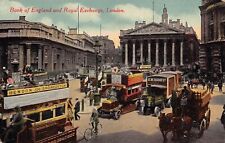 London Bank Of England Royal Exchange Cars Busy Postcard picture