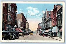 La Crosse Wisconsin WI Postcard Main Street Looking West c1920s Business Section picture