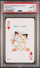 2000 Pokemon Silver Playing Cards #052 Meowth 3 Of Hearts PSA 10 GEM MINT picture