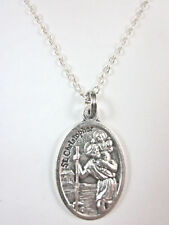 Ladies St Christopher / Guardian Angel Medal Pendant Necklace 20