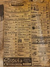 VINTAGE 1937 RALPHS GROCERY NEWSPAPER AD, PRIME RIB 25 cents, WHEATIES 10 cents picture