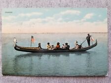 Venice CA Gondola on Lagoon Gondolier Passengers Flags 1912 Antique Postcard picture