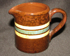 Sadler Creamer Pitcher Mini Brown with Beige Blue Stripes Staffordshire England picture