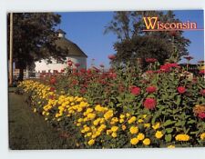 Postcard A Classic Round Barn Surrounded by a Field of Color Wisconsin USA picture