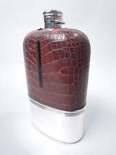 Gorham Flask S829 Antique Victorian Safari American Sterling Silver Leather 1896 picture