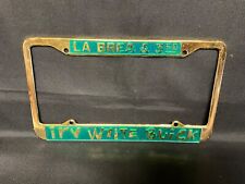 Vintage 50s Irv White Buick Gold & Green License Plate Frame, NOS Mint picture