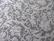 Vintage Antique crochet tablecloth 55x90 ecru CUTTER Multiple HOLES DISTRESSED picture