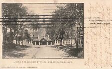 Union Passenger Train Station Cedar Rapids Iowa IA 1907 Postcard picture