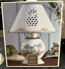 Vintage Lenox British Colonial Candle Lamp Porcelain Ships Palm Trees W/ Box picture