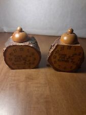 Vintage Wooden Bark Clocks, Time for Salt & Pepper Shakers, Souvenir New Mexico picture